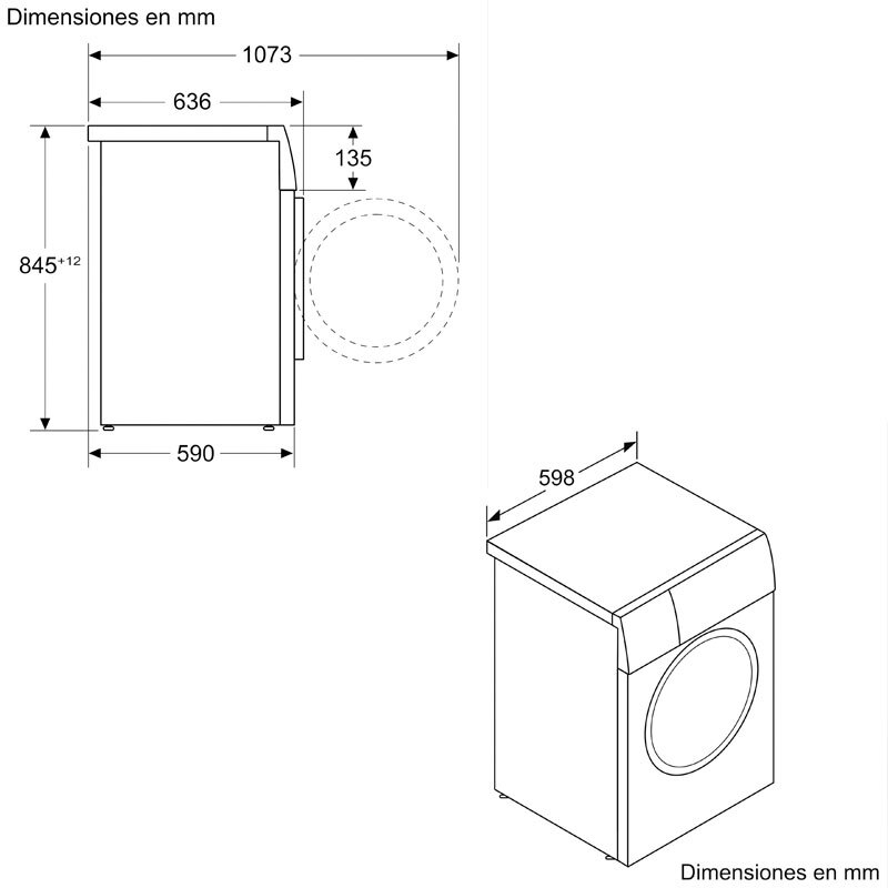 Lavadora de carga frontal Siemens WG56G2ZAES – 10 kg, 1.600 rpm, Clase A