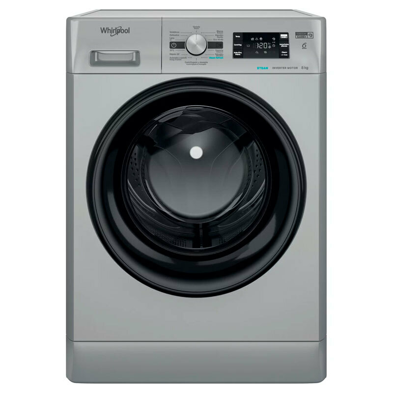 Lavadora frontal Whirlpool FFB8489SBVSPT – 8 kg, Clase A, FreshCare+ y vapor