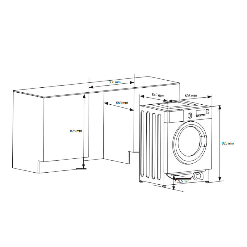 Lavadora integrable Hisense WF3M841BWIES – 8 kg, Clase A, Vapor 99,9%