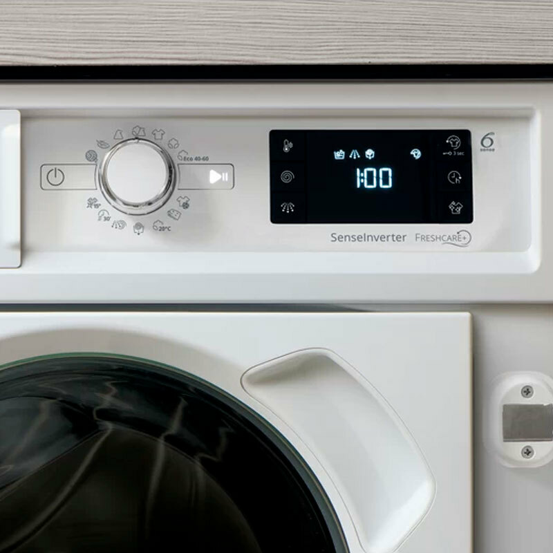 Lavadora integrable Whirlpool BIWMWG81485EEU – 8 kg, 1.400 rpm, 6th Sense