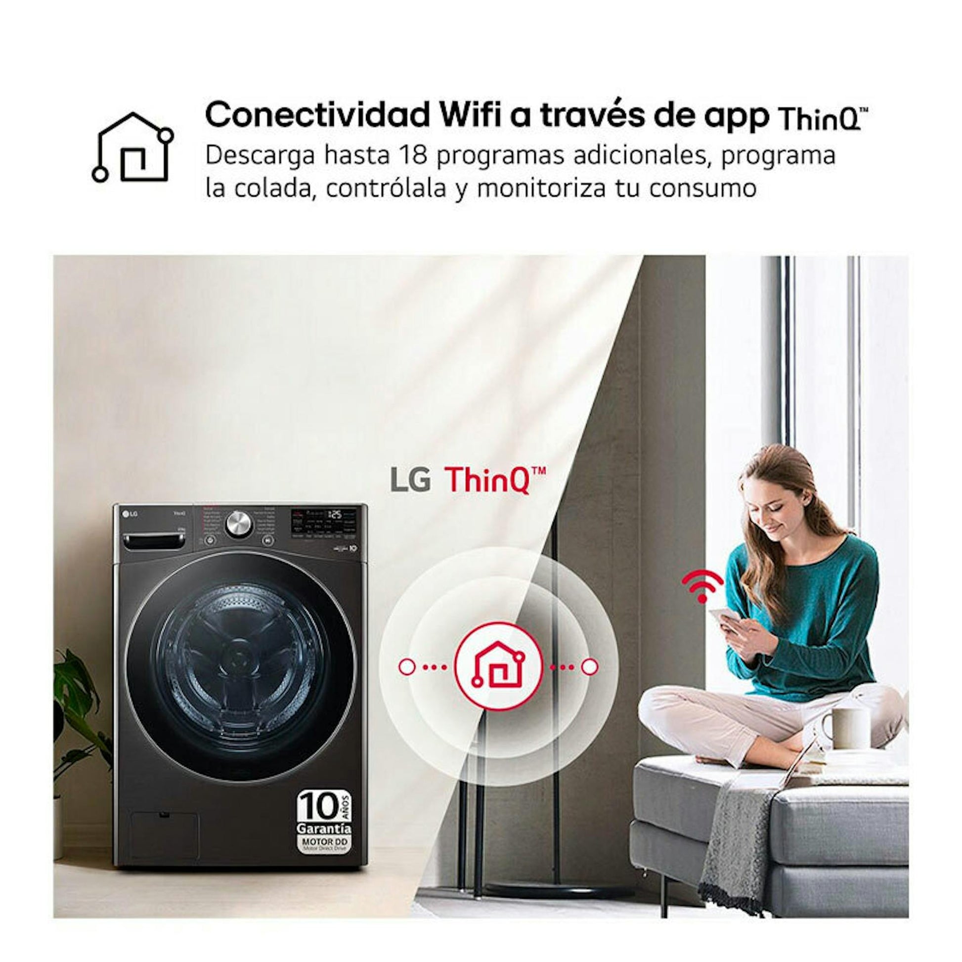Lavadora LG F0P3CYV2E de carga frontal con conectividad ThinQ