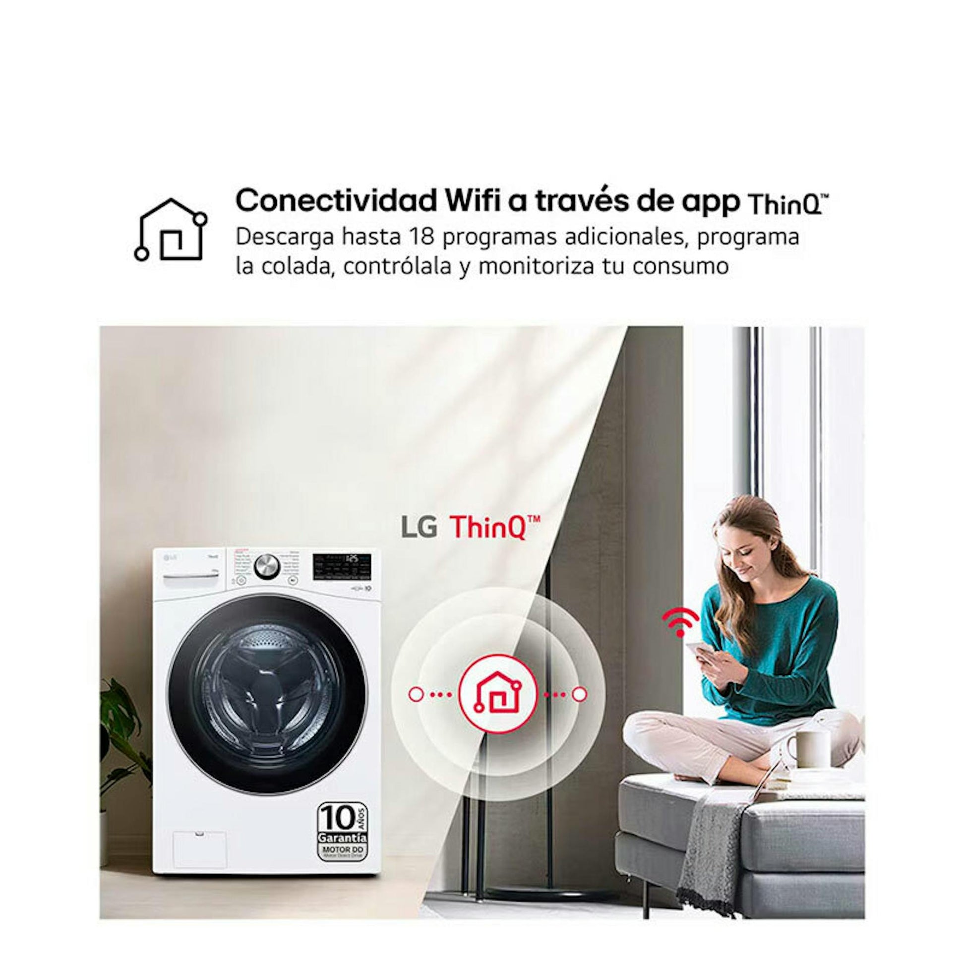 Lavadora LG F0P3CYV2W blanca con conectividad ThinQ