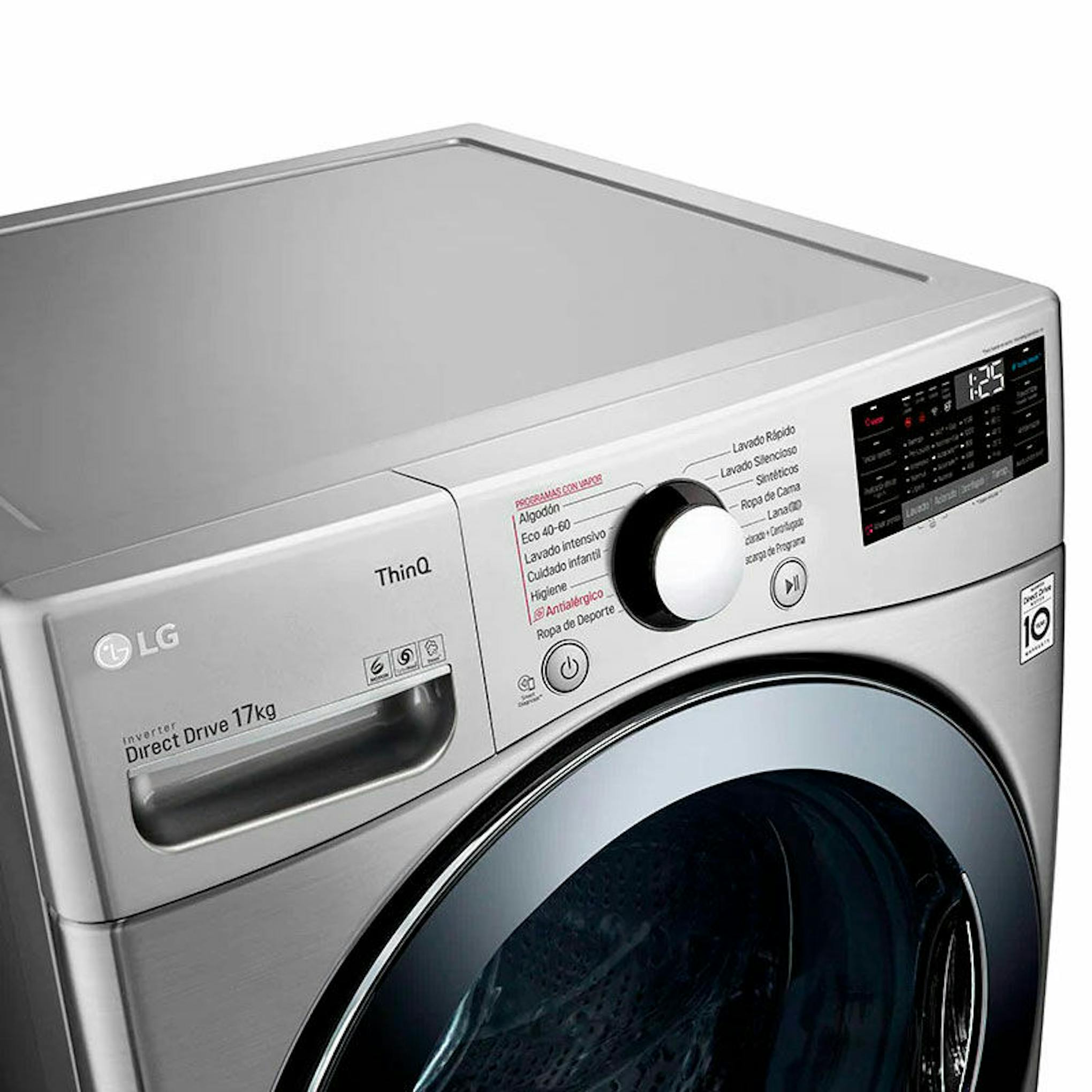 Lavadora LG F1P1CY2T de carga frontal, 17 kg, color plata