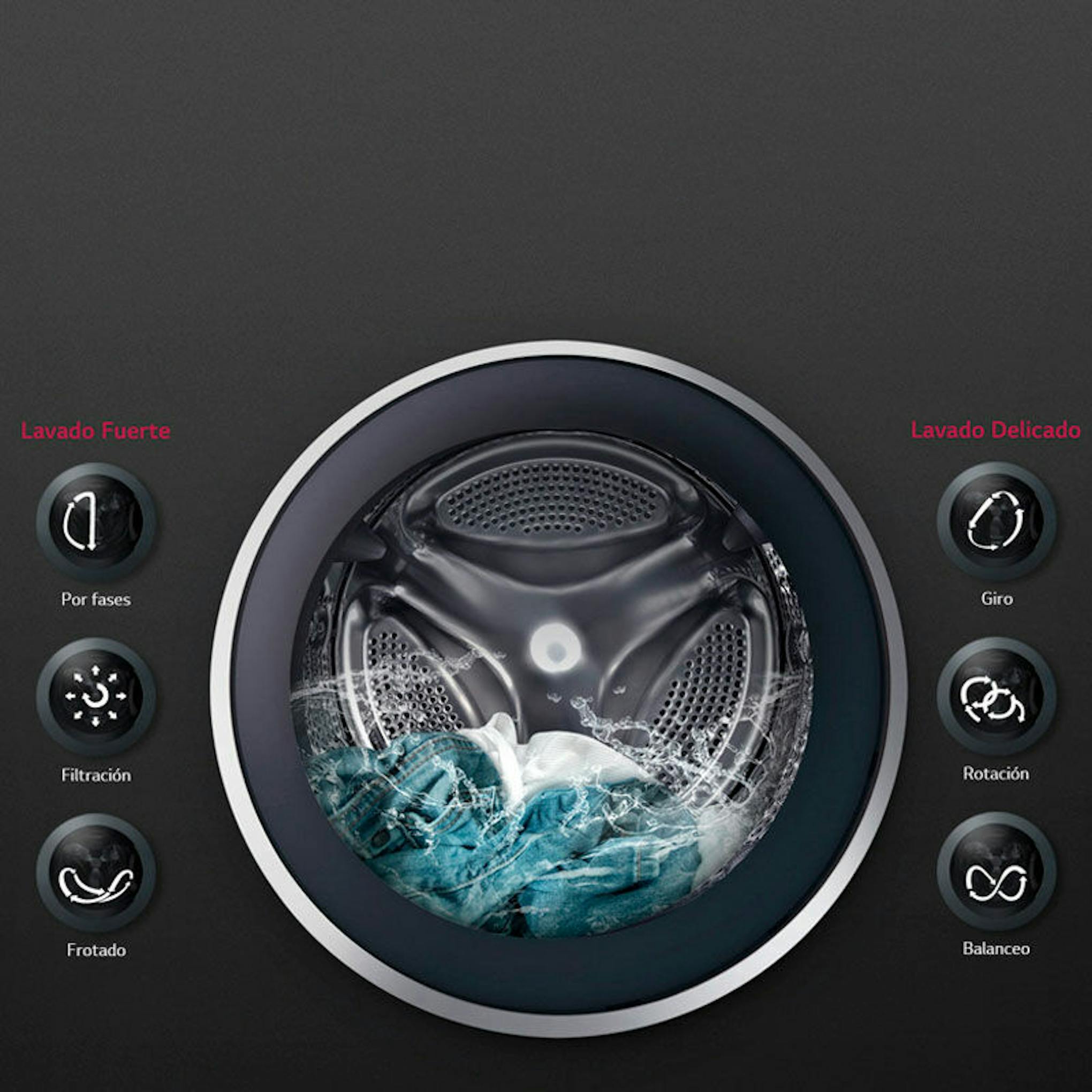 Detalle del tambor de la lavadora LG F1P1CY2W