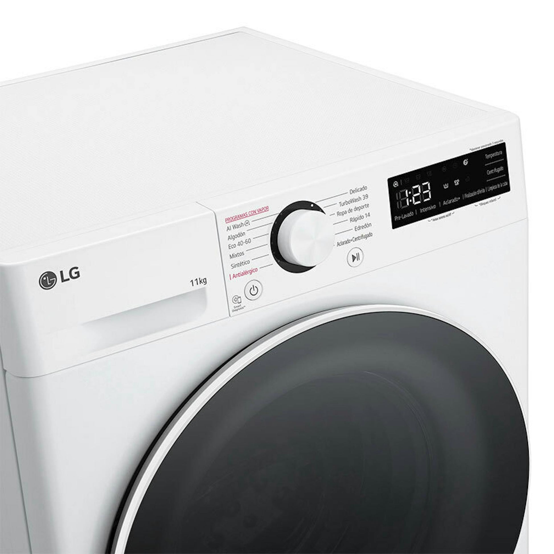 Lavadora LG F4WR6011A0W blanca con panel frontal y puerta negra