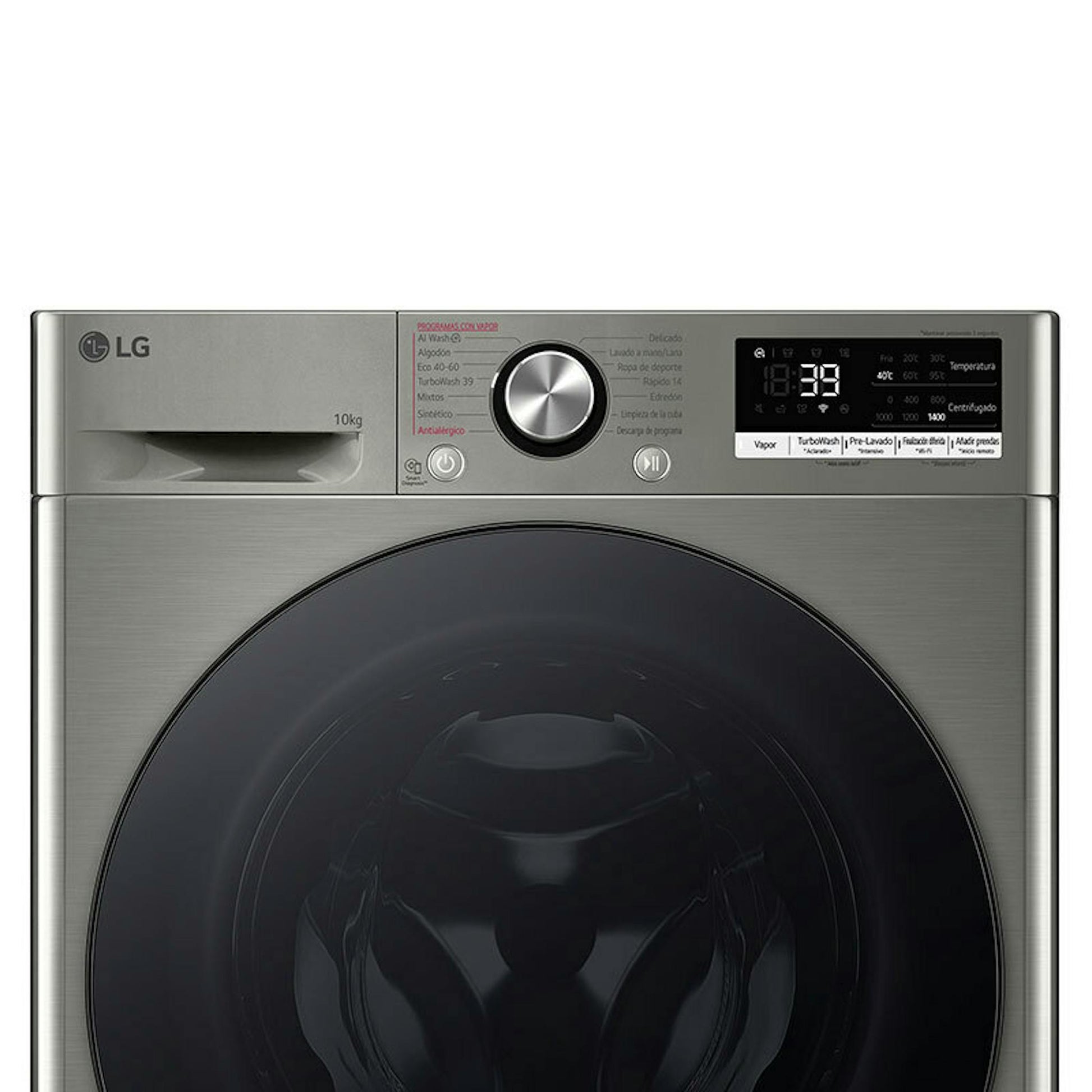 Lavadora LG F4WR7010AGS de carga frontal, 10 kg, color gris