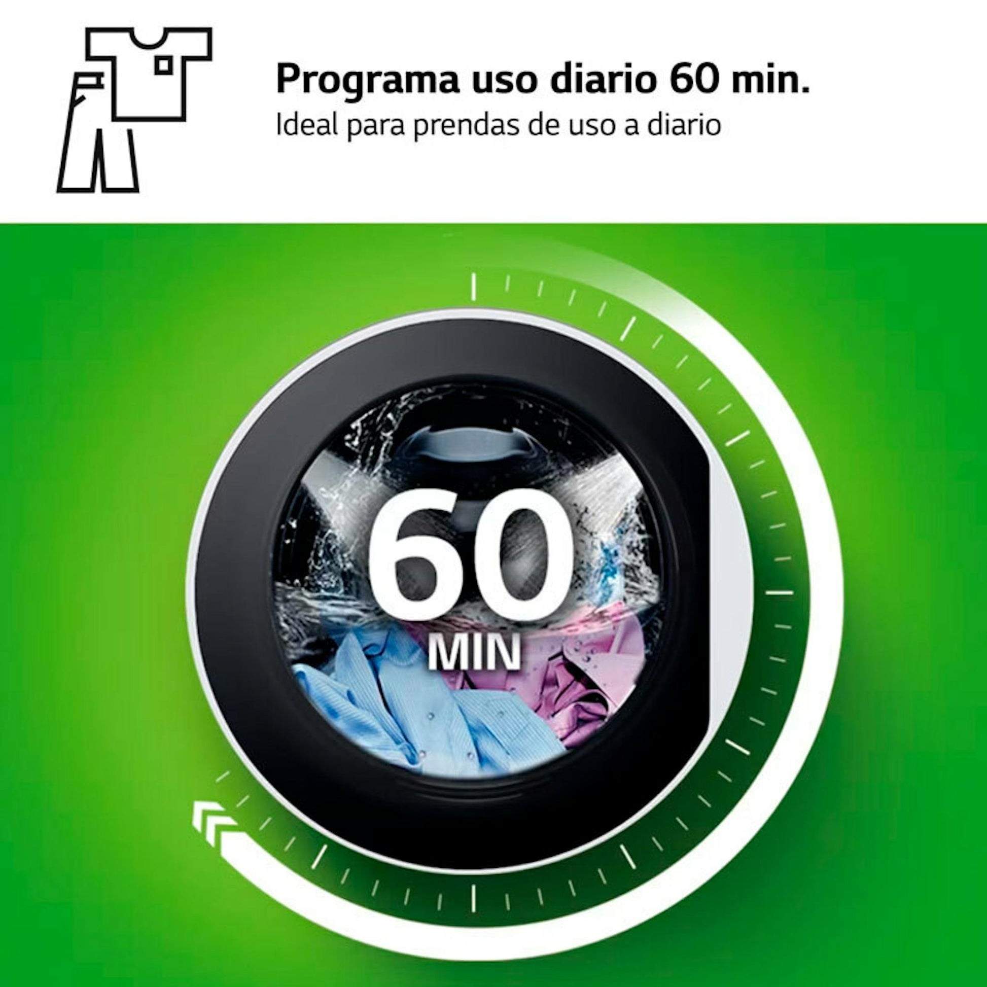 Infografía del programa uso diario 60 min de la lavadora LG F4WT2009S3W