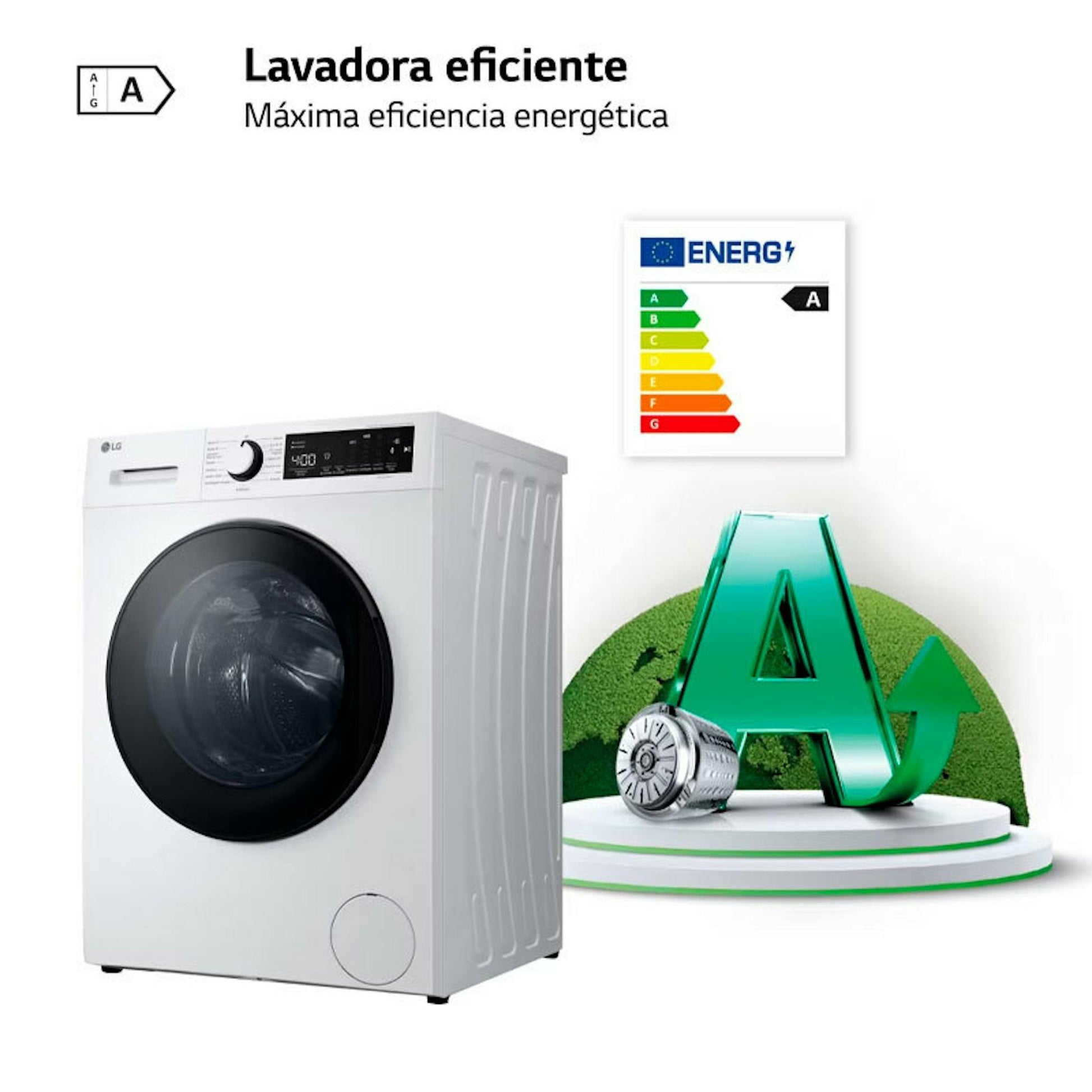 Lavadora LG F4WT2009S3W blanca con etiqueta energética A