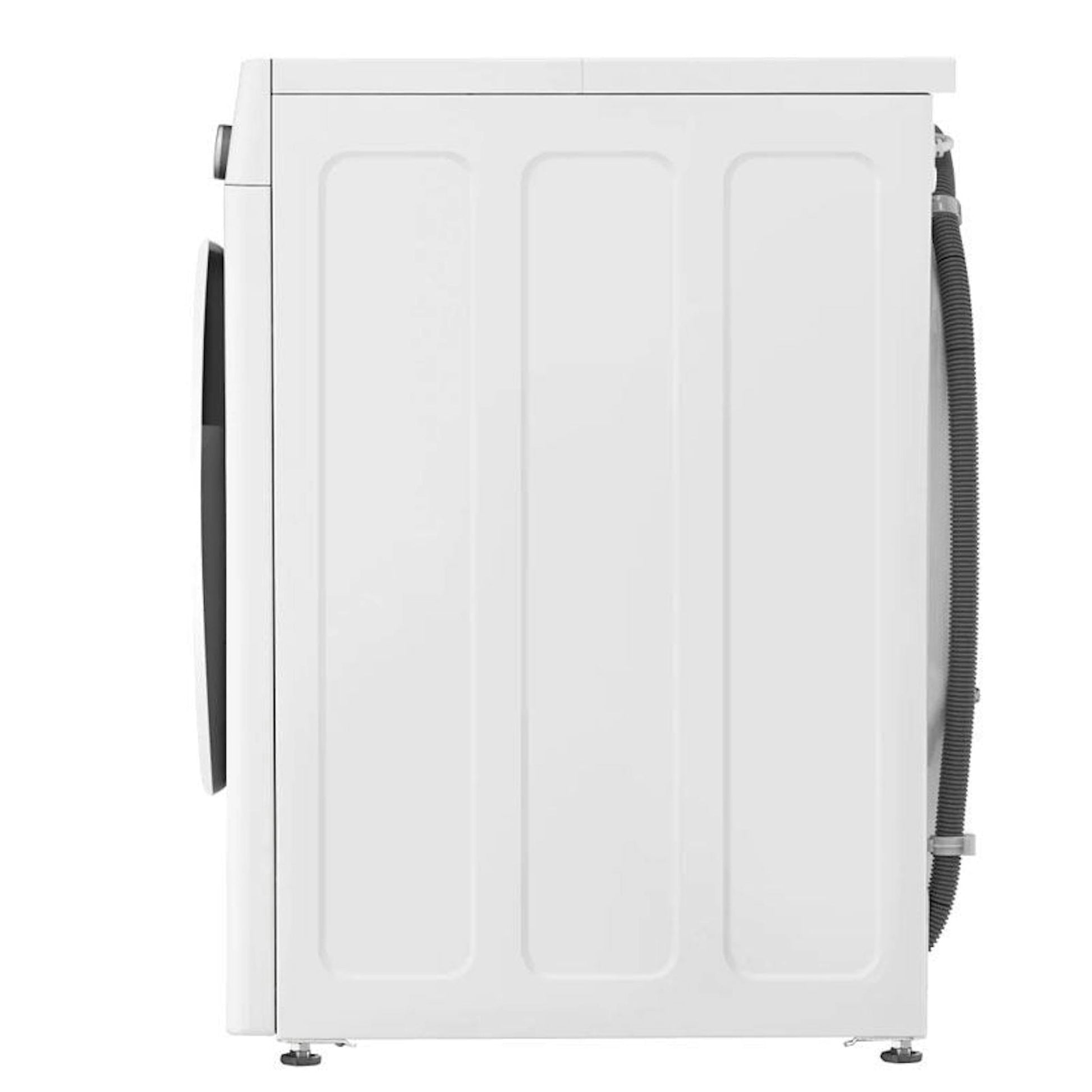 Lavadora LG F4WV5012S0W blanca, vista lateral