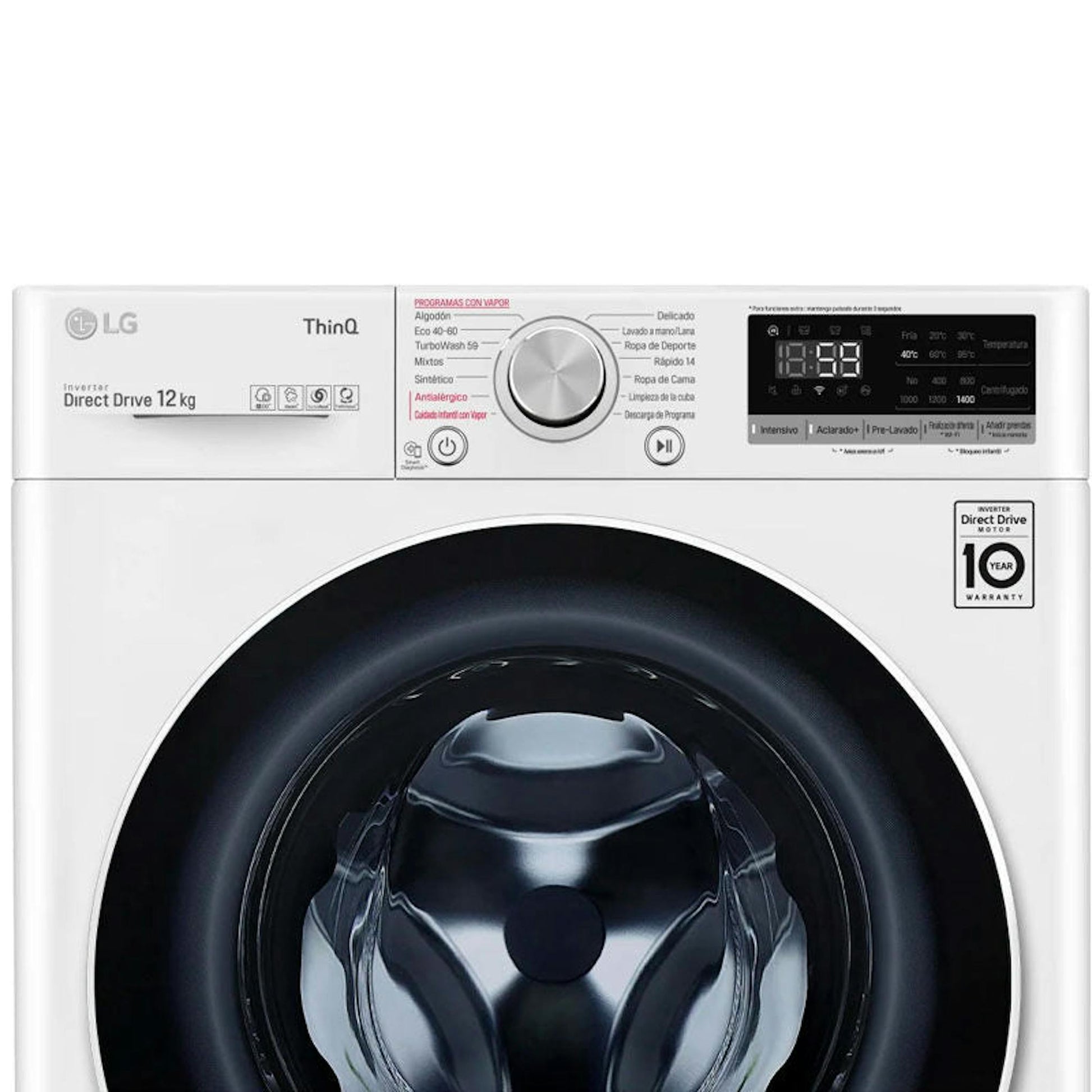 Lavadora LG F4WV5012S0W blanca de carga frontal con panel digital