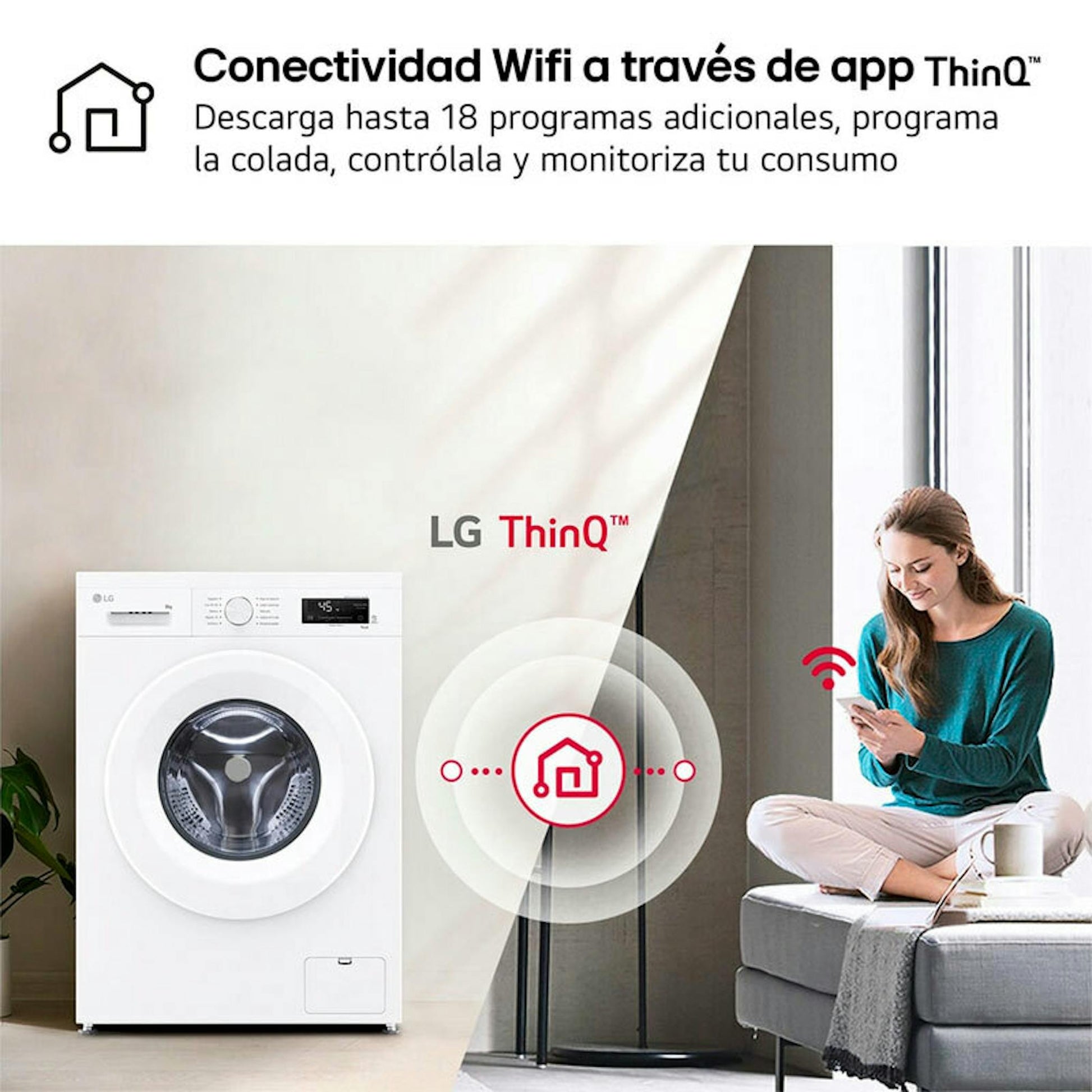 Lavadora LG F4X1008NWH blanca con conectividad WiFi ThinQ