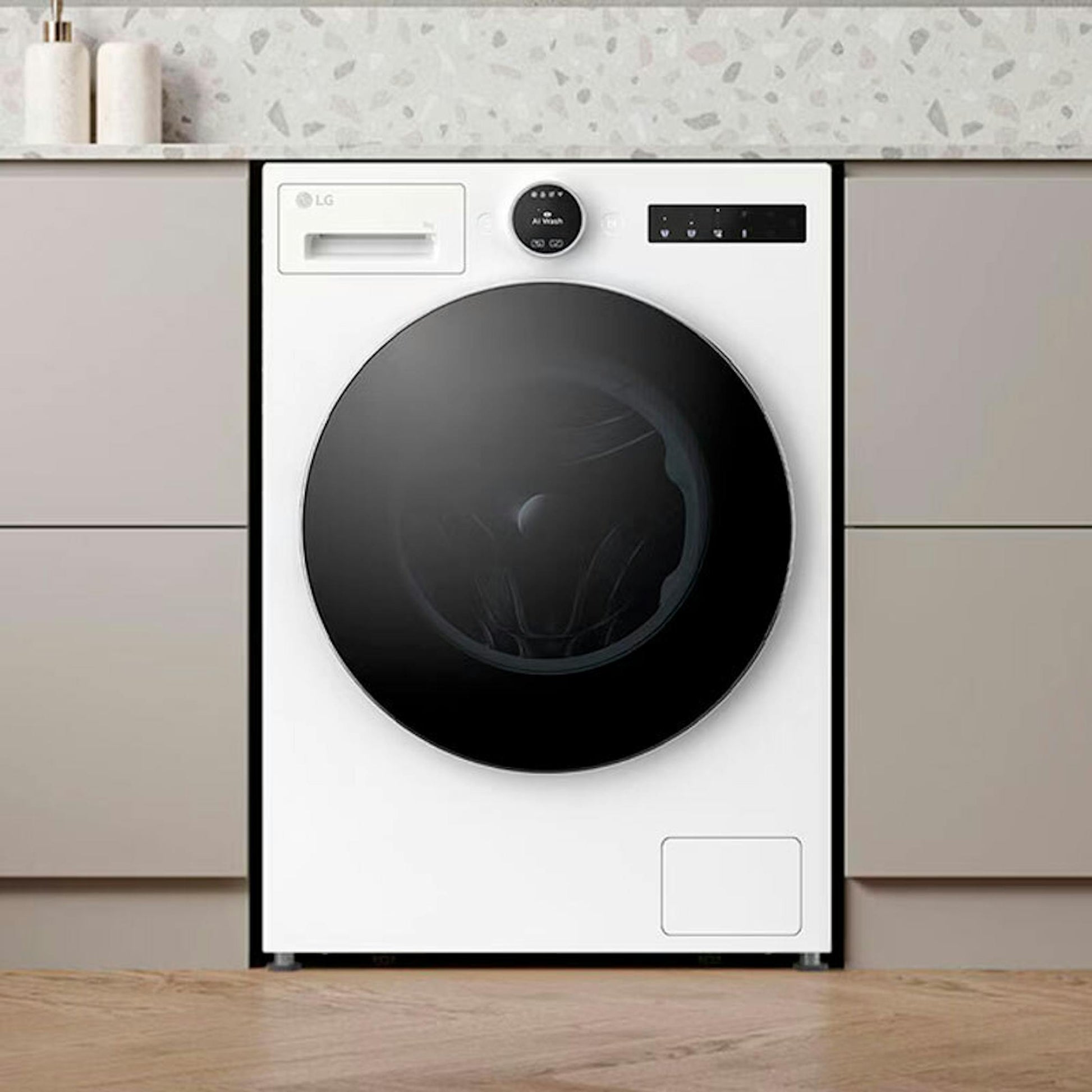 Lavadora de carga frontal LG F4X9009TWCE blanca con puerta negra