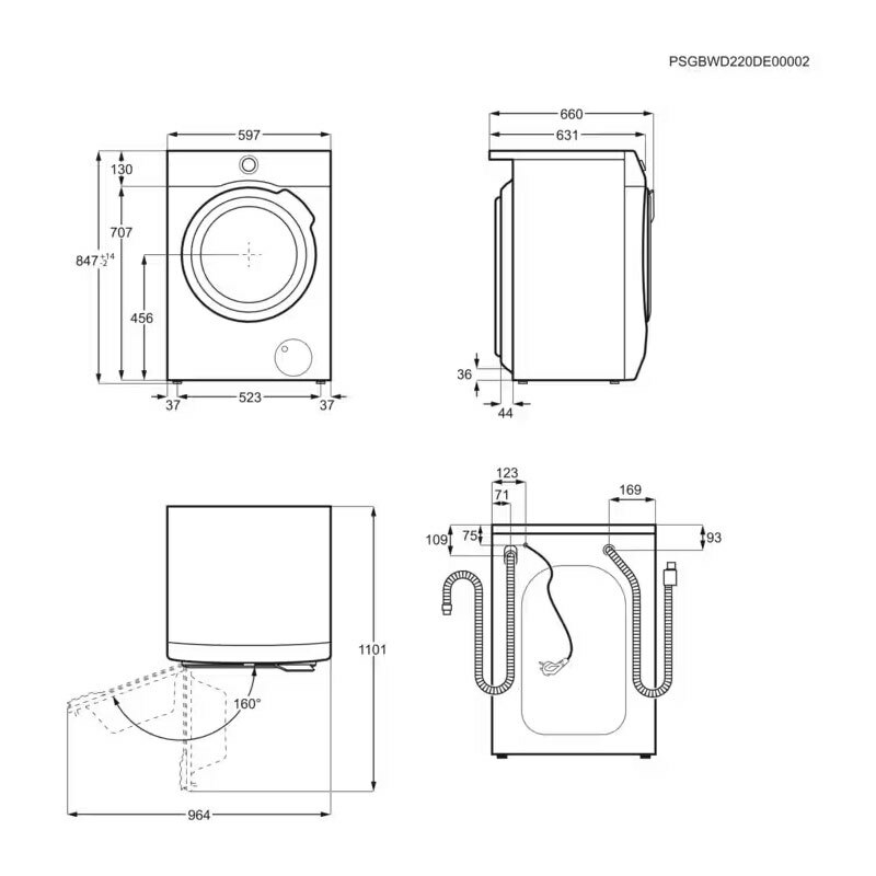 Lavasecadora AEG LWR7196U4B – 9 kg lavado, 5 kg secado, Motor Inverter
