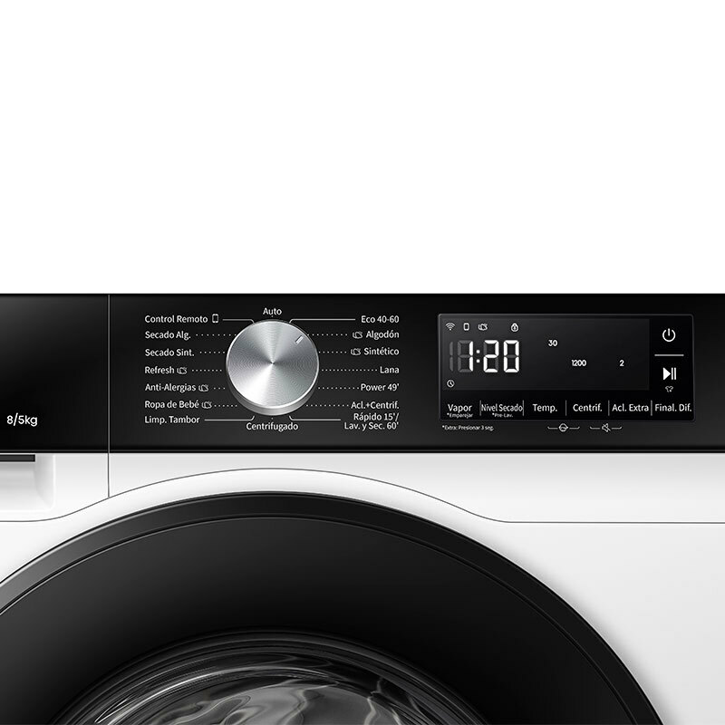 Lavasecadora Hisense WD3S8043BW3 – 8 kg lavado, 5 kg secado, Wi‑Fi