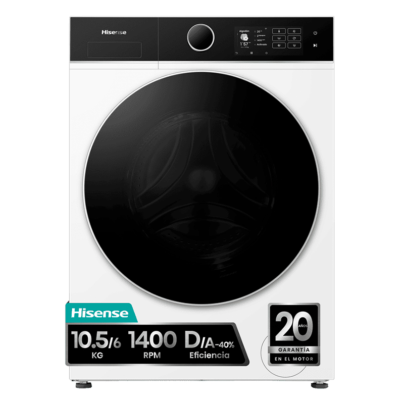 Lavasecadora Hisense WD5I1045BWQ – 10,5 kg lavado, 6 kg secado, Motor Inverter