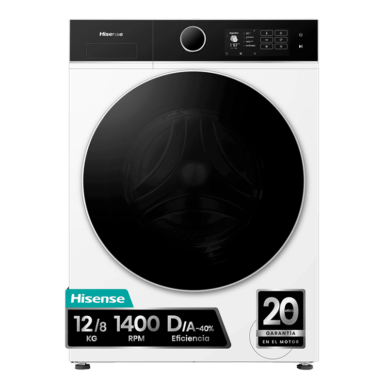 Lavasecadora Hisense WD5i1245BWR – 12 kg lavado, 8 kg secado, Kitchen Fit