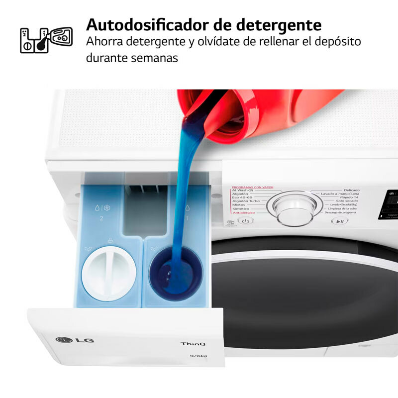 Lavasecadora LG F4DR5509A0W – 9 kg lavado, 6 kg secado, AI DD