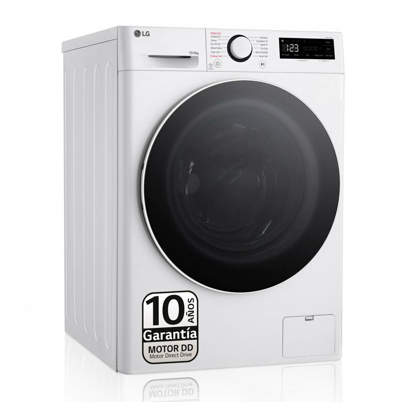 Lavasecadora LG F4DR6010A0W – 10 kg lavado, 6 kg secado, AI Direct Drive (10 años)