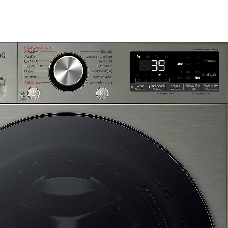 Lavasecadora LG F4DR7009AGS – 9 kg lavado, 6 kg secado, AI Direct Drive