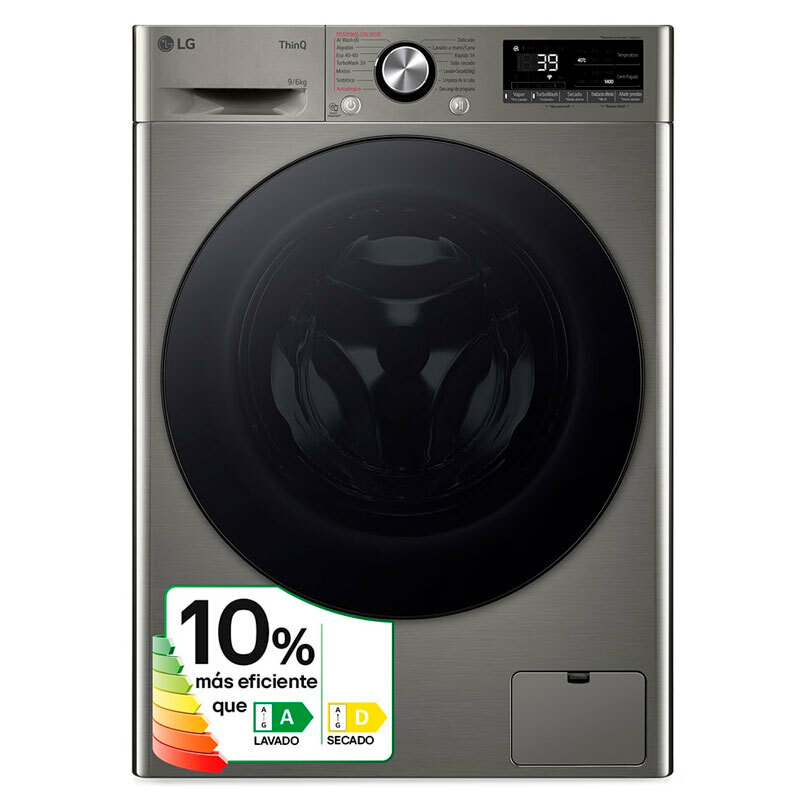 Lavasecadora LG F4DR7009AGS – 9 kg lavado, 6 kg secado, AI Direct Drive