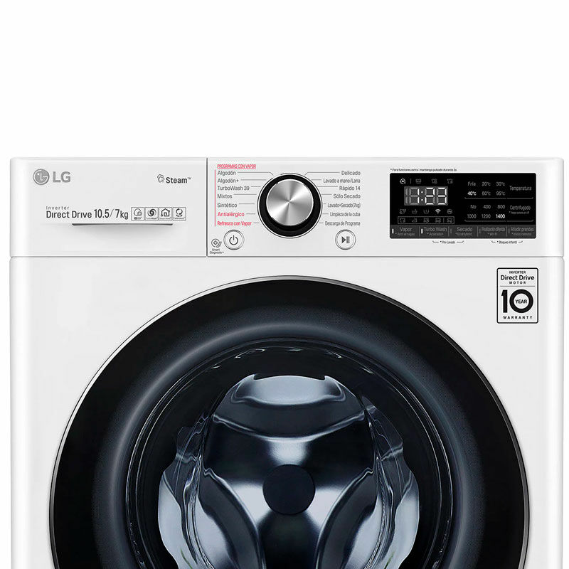 Lavasecadora LG F4DV7510S2W – 10,5 kg lavado/7 kg secado, AI Direct Drive, Autodosificador EzDispense