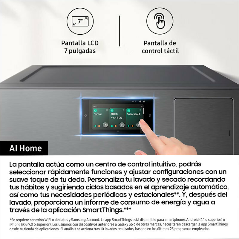 Lavasecadora Samsung WD18DB8995BZT2 – 18/11 kg, AI Opti Wash & Dry, Bomba de calor