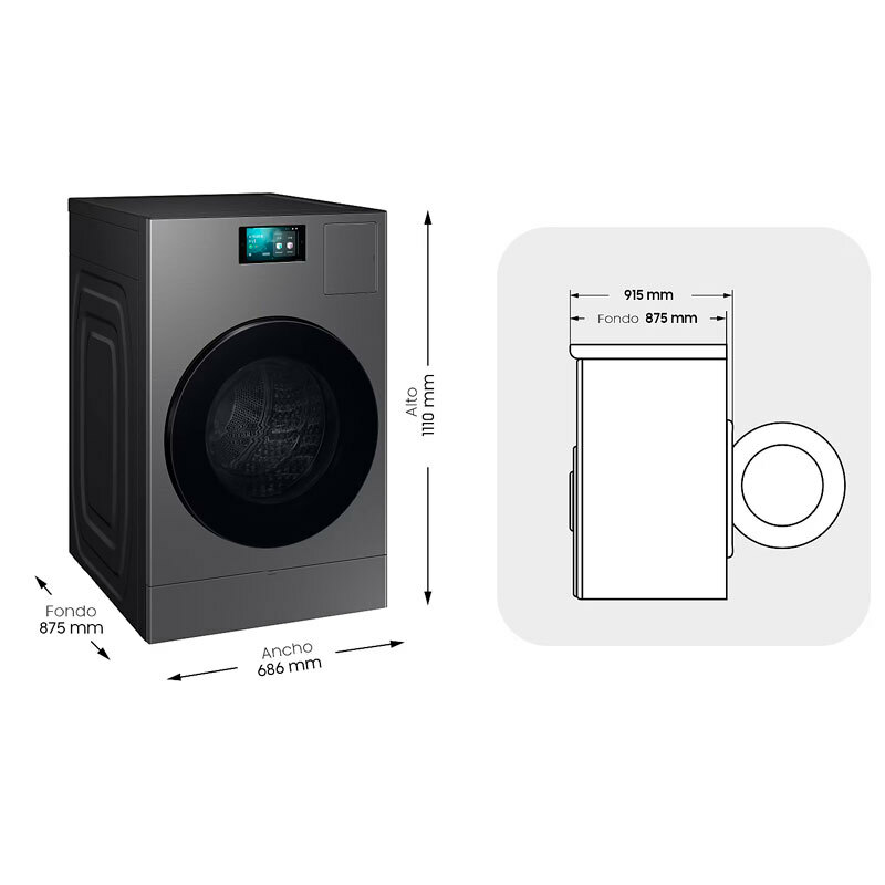Lavasecadora Samsung WD18DB8995BZT2 – 18/11 kg, AI Opti Wash & Dry, Bomba de calor