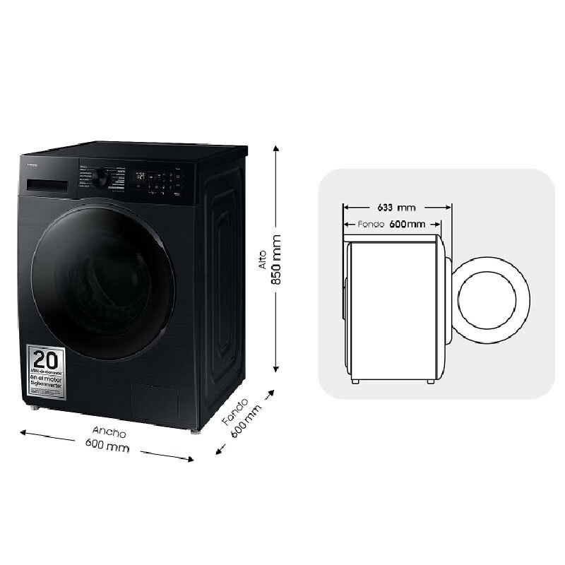 Lavasecadora libre instalación Samsung WD90DG5B15BBEC – 9/6 kg, Digital Inverter, WiFi SmartThings