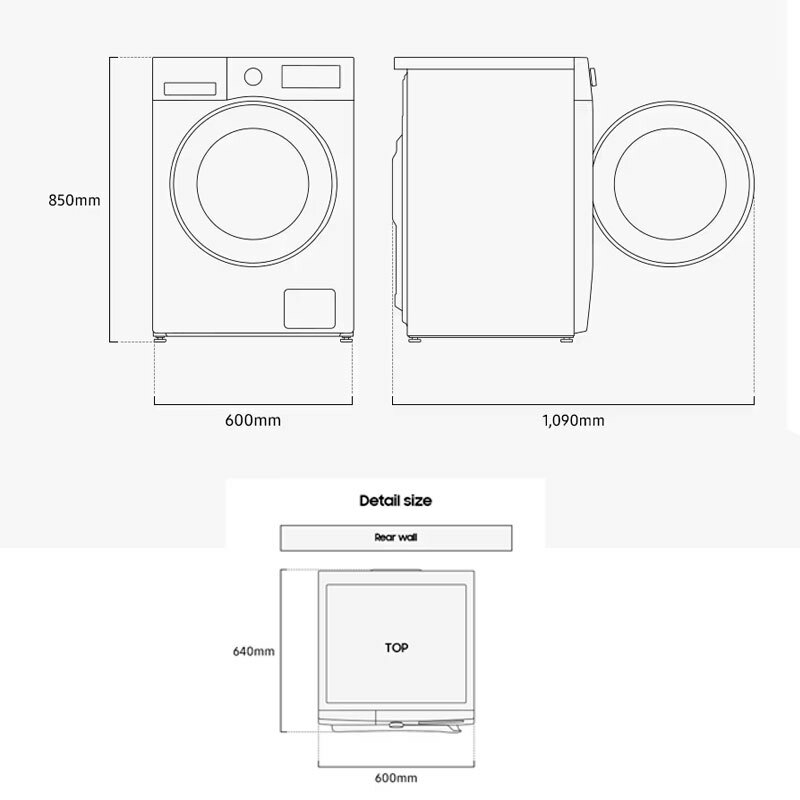 Lavasecadora libre instalación Samsung WD90DG5B15BEEC – 9 kg lavado, 6 kg secado, Motor Digital Inverter