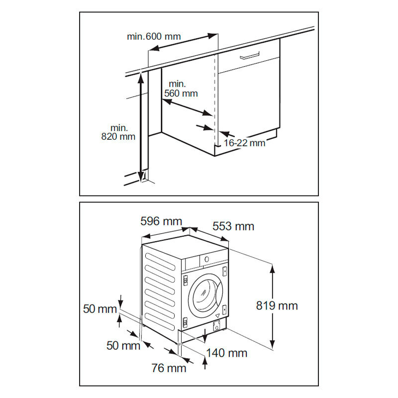 Lavasecadora Integrable AEG LWN7E8636F – 8 kg lavado, 4 kg secado, Motor Inverter