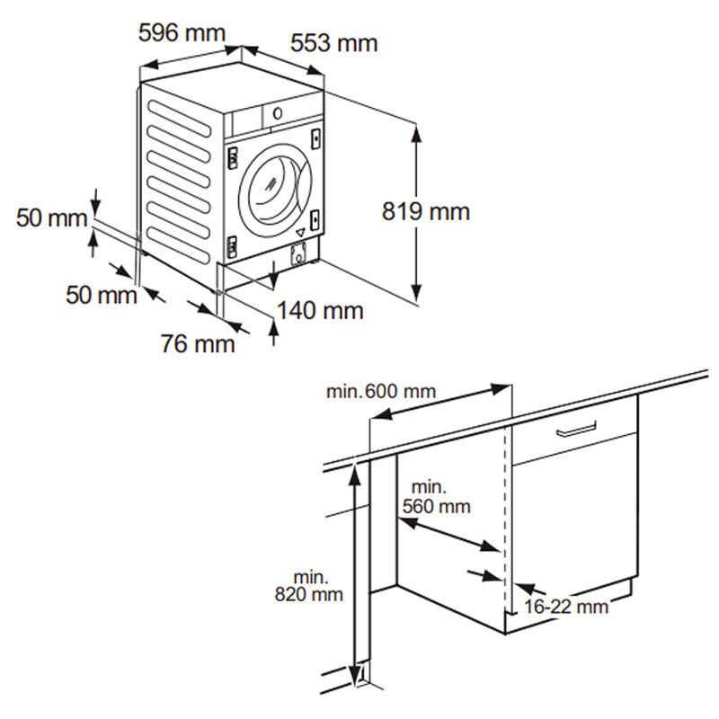 Lavasecadora integrable AEG LWN8E8636F – 8 kg lavado, 4 kg secado, 1600 rpm