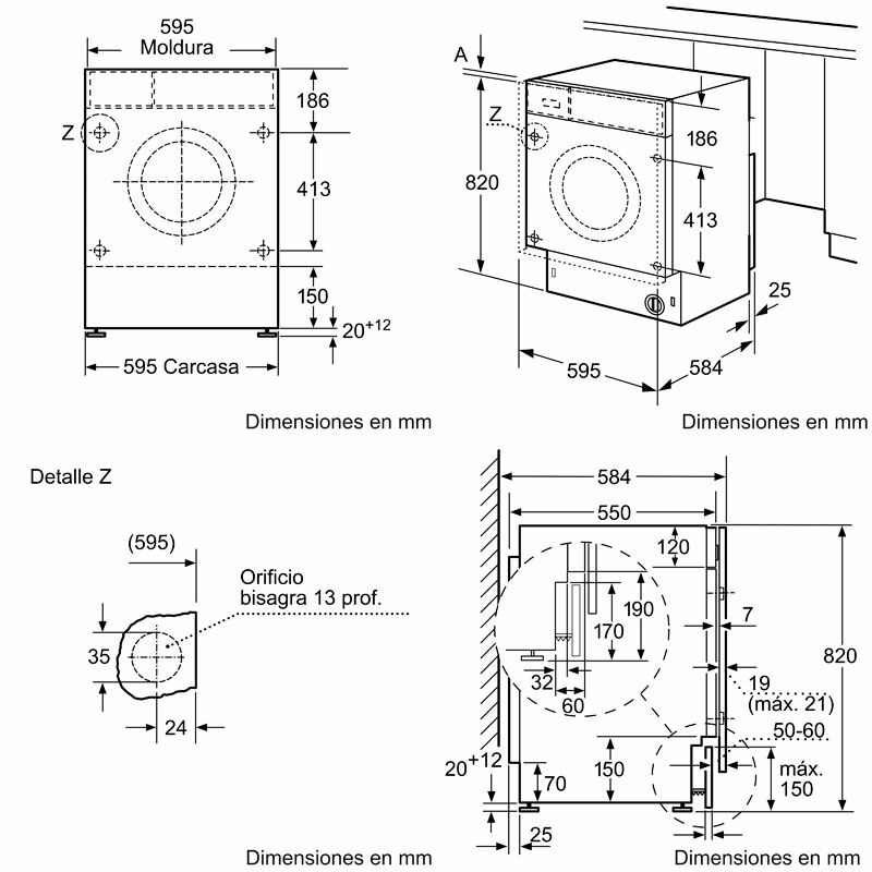 Lavasecadora integrable Balay 3TW773B – 7/4 kg, 1.200 rpm, Clase E