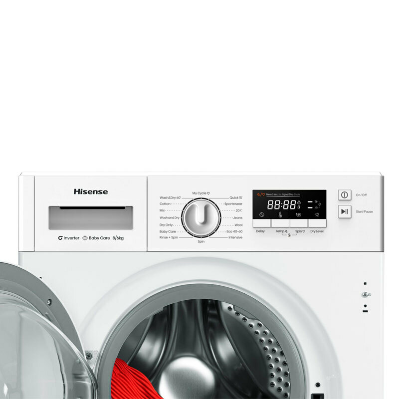 Lavasecadora integrable Hisense WD3M841BWIES – 8 kg lavado/6 kg secado, 1400 rpm, Motor Inverter
