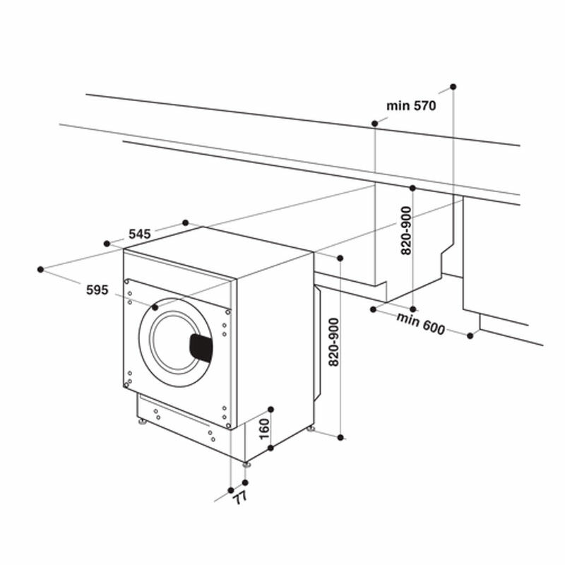 Lavasecadora integrable Whirlpool BIWDWG751482EUN – 7 kg lavado/5 kg secado, 1.400 rpm, Sensor humedad