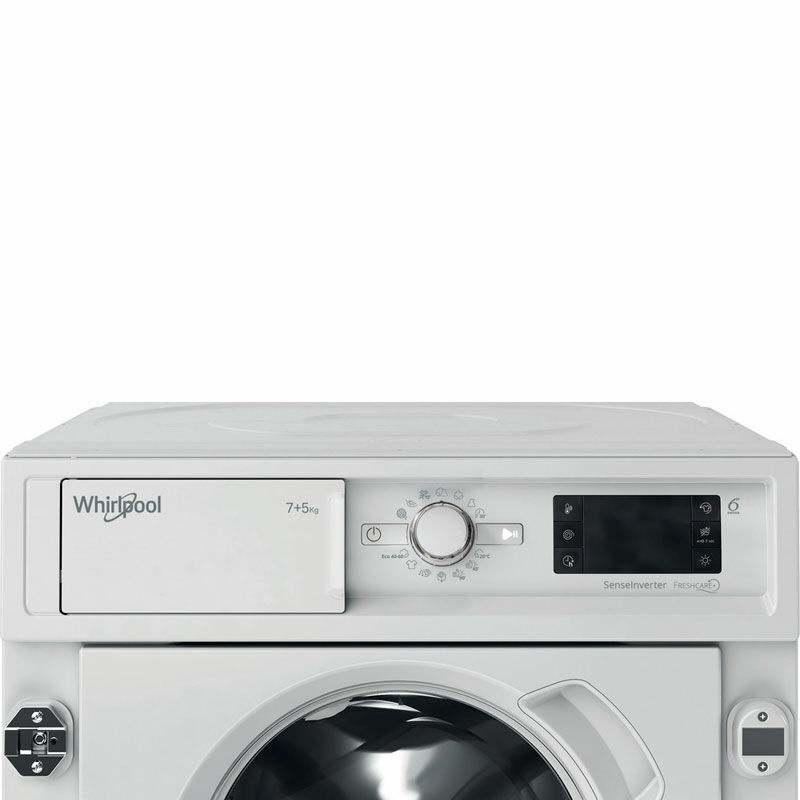 Lavasecadora integrable Whirlpool BIWDWG751482EUN – 7 kg lavado/5 kg secado, 1.400 rpm, Sensor humedad