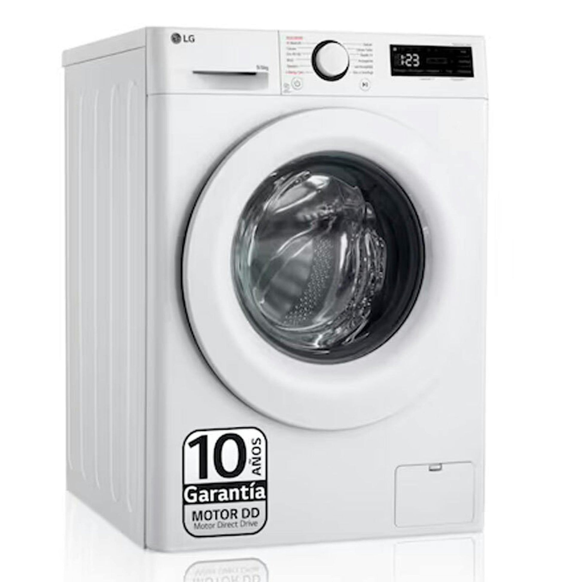 Lavasecadora LG F4DR5009A3W blanca con puerta frontal y panel digital