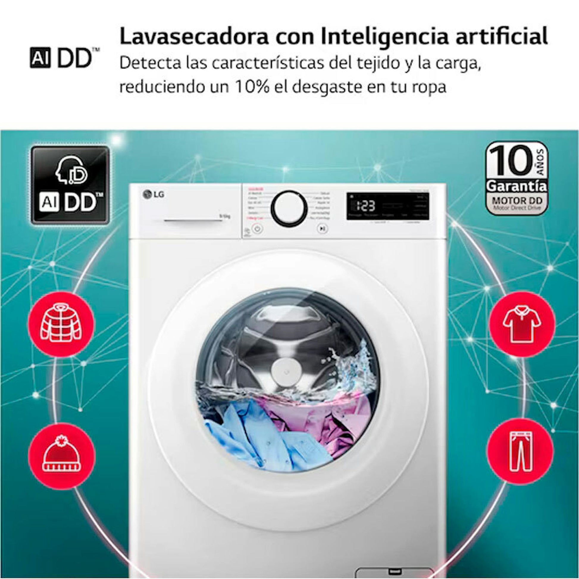 Lavasecadora LG F4DR5009A3W blanca con AI DD