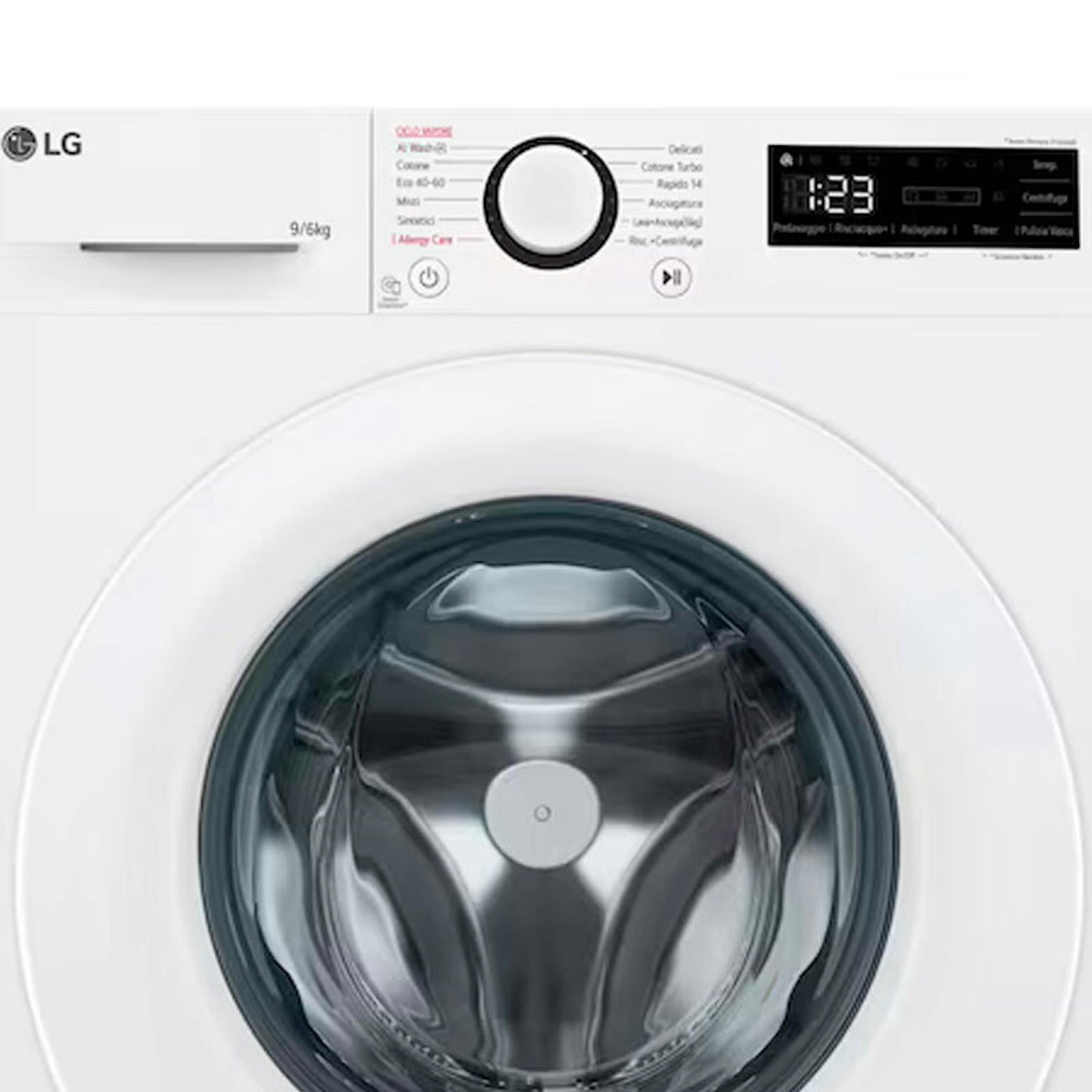 Lavasecadora LG F4DR5009A3W blanca, frontal con puerta y panel digital