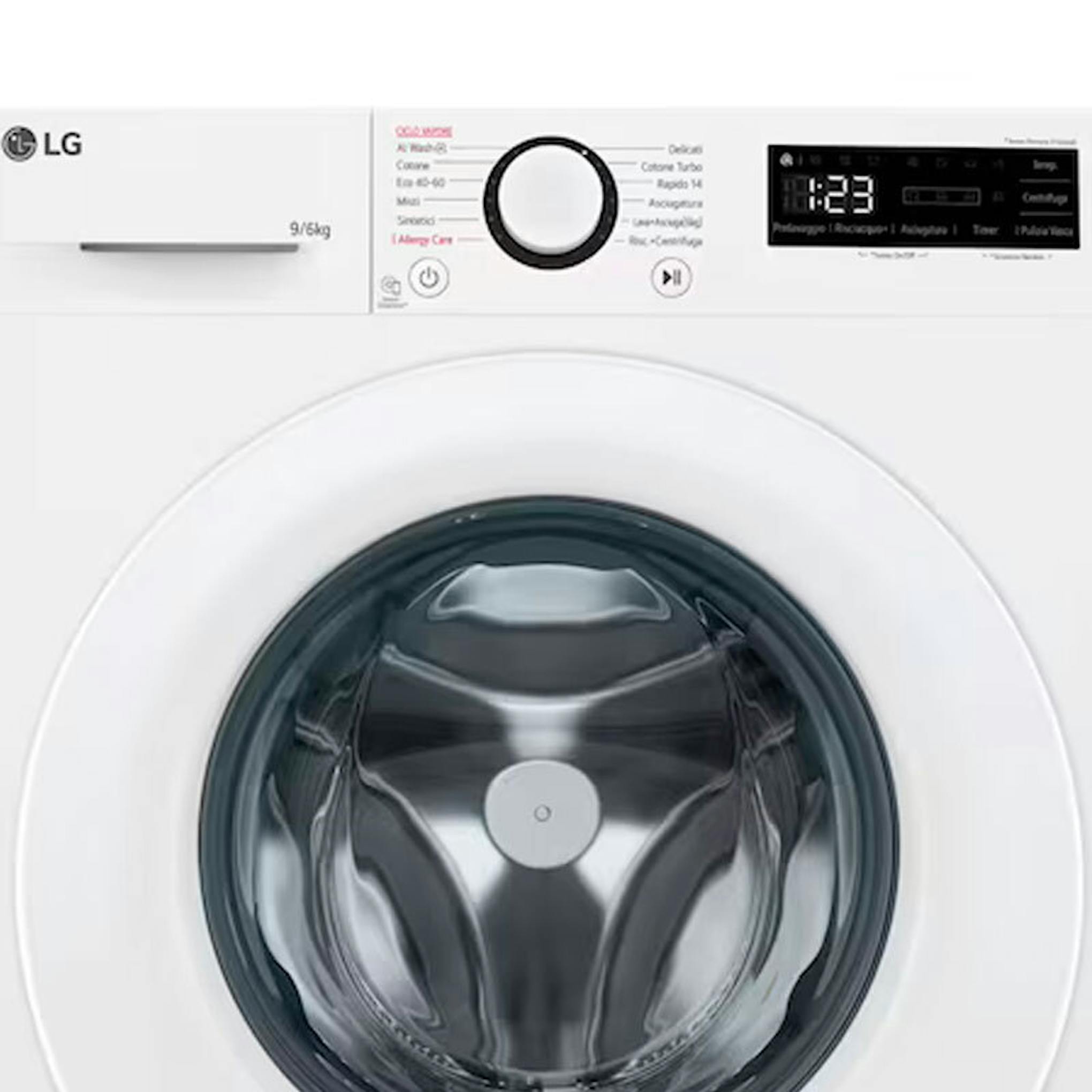 Lavasecadora LG F4DR5009A3W blanca, frontal con puerta y panel digital