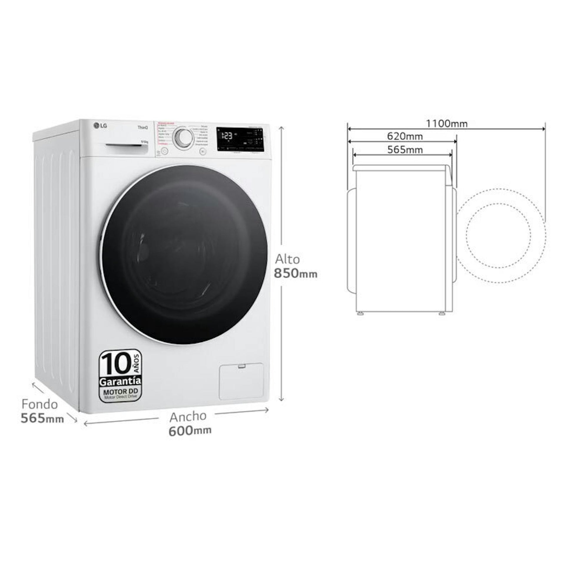 Lavasecadora LG F4DR5509A0W blanca con puerta frontal