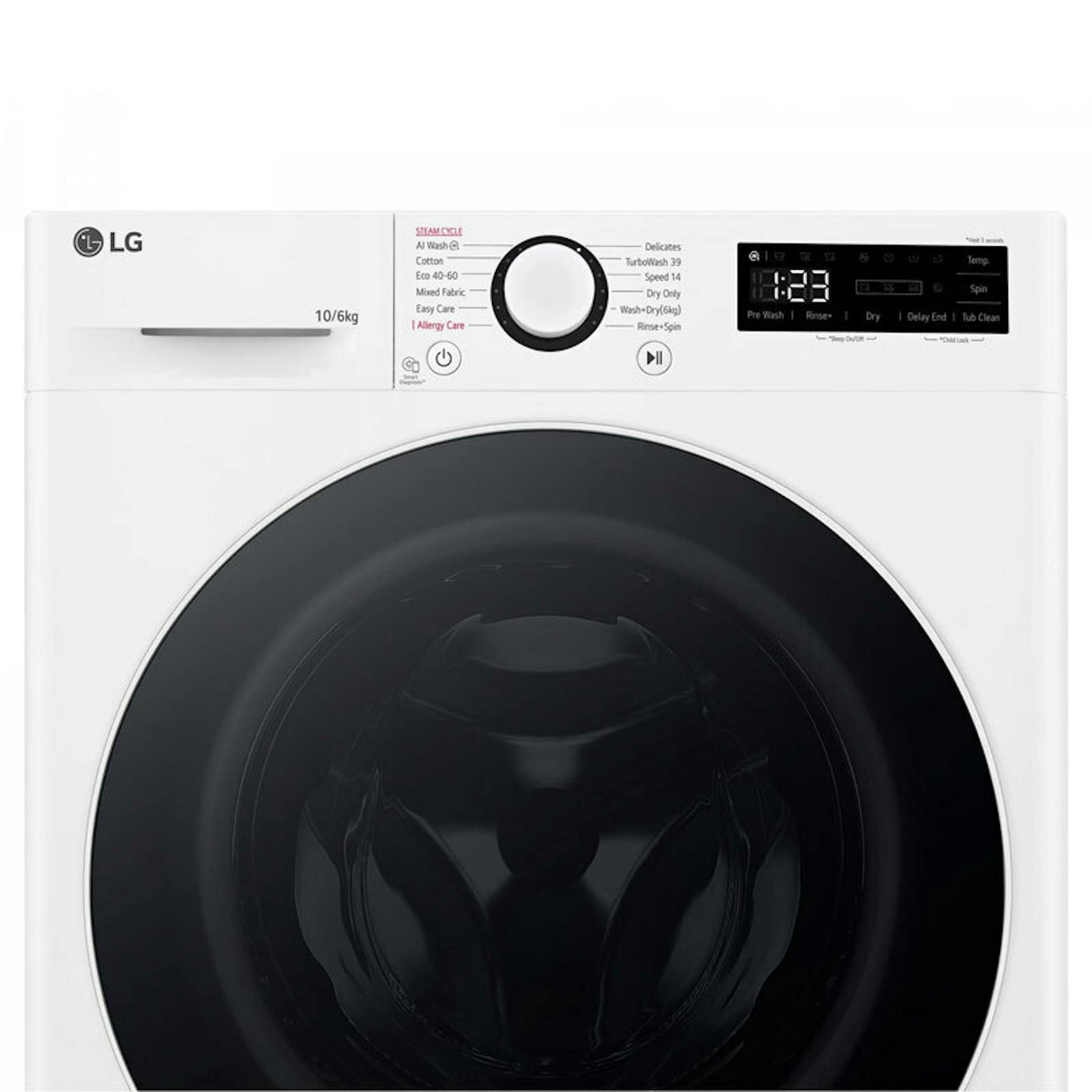 Lavasecadora LG F4DR6010A0W blanca con puerta frontal negra