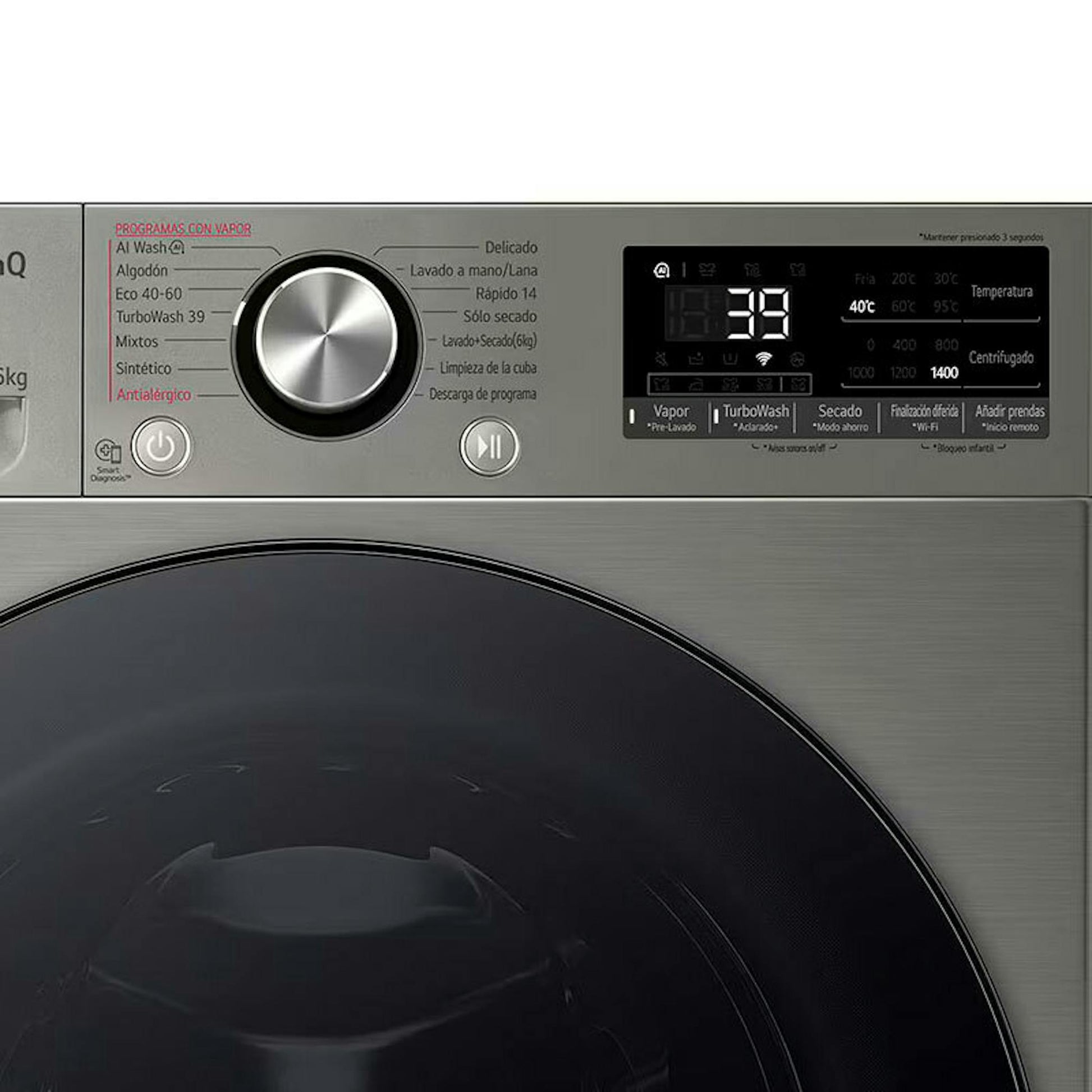 Lavasecadora LG F4DR7009AGS con panel de control y puerta frontal