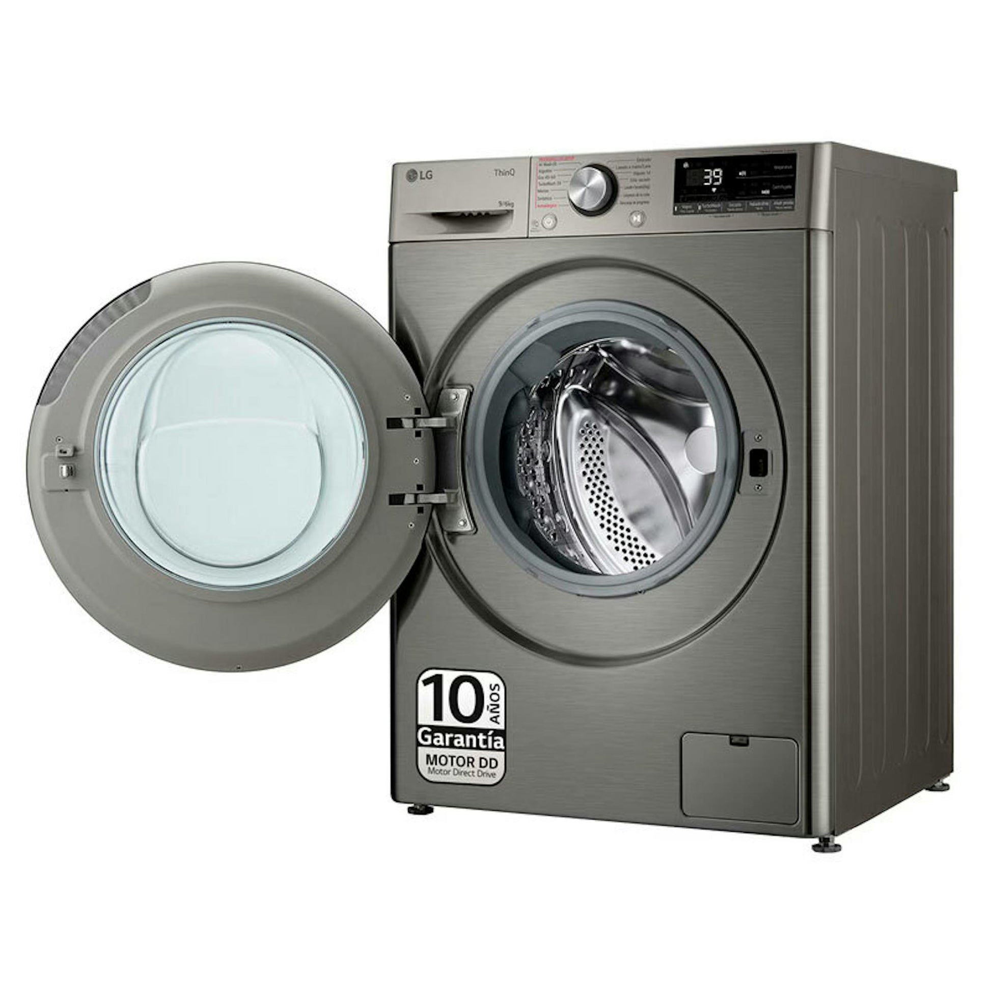 Lavasecadora LG F4DR7009AGS de carga frontal con puerta abierta