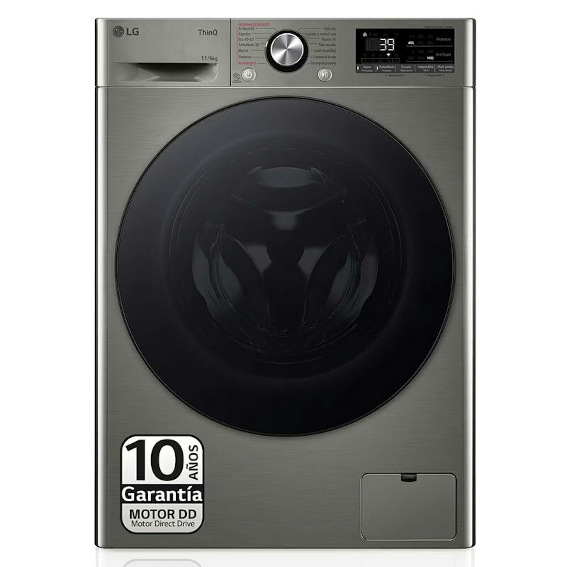 Lavasecadora LG F4DR7011AGS inox antihuellas, carga frontal y panel digital