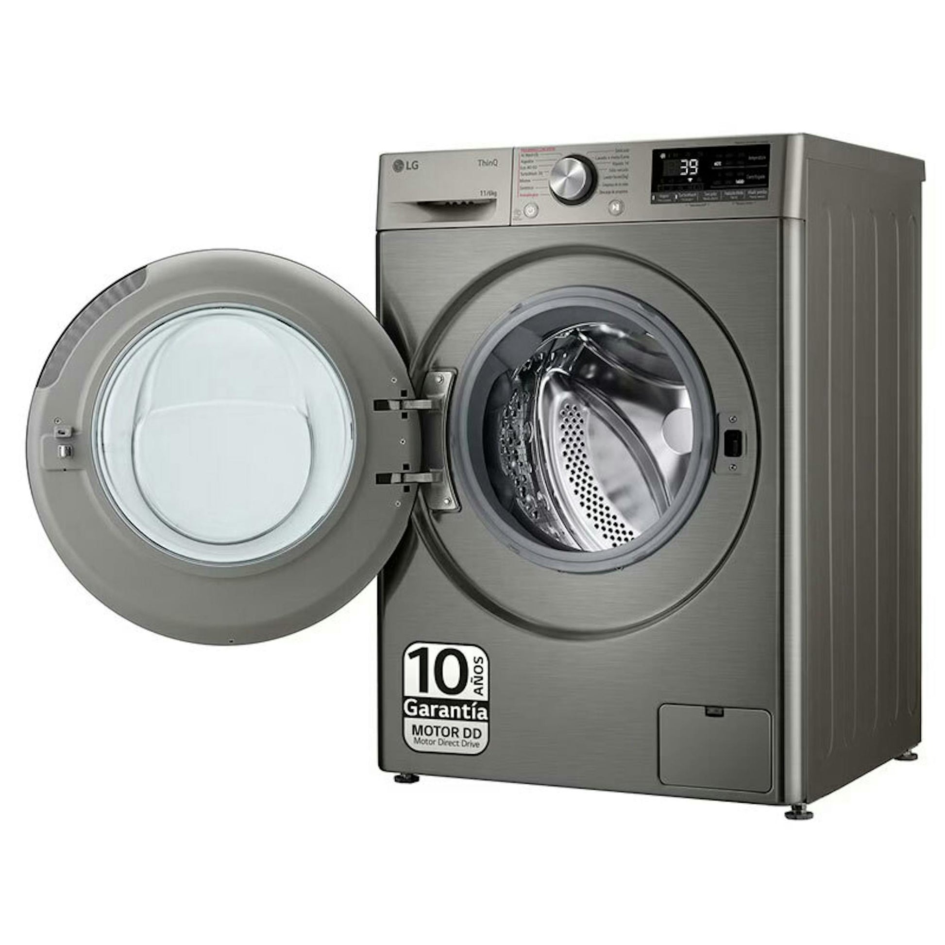 Lavasecadora LG F4DR7011AGS inox con puerta abierta