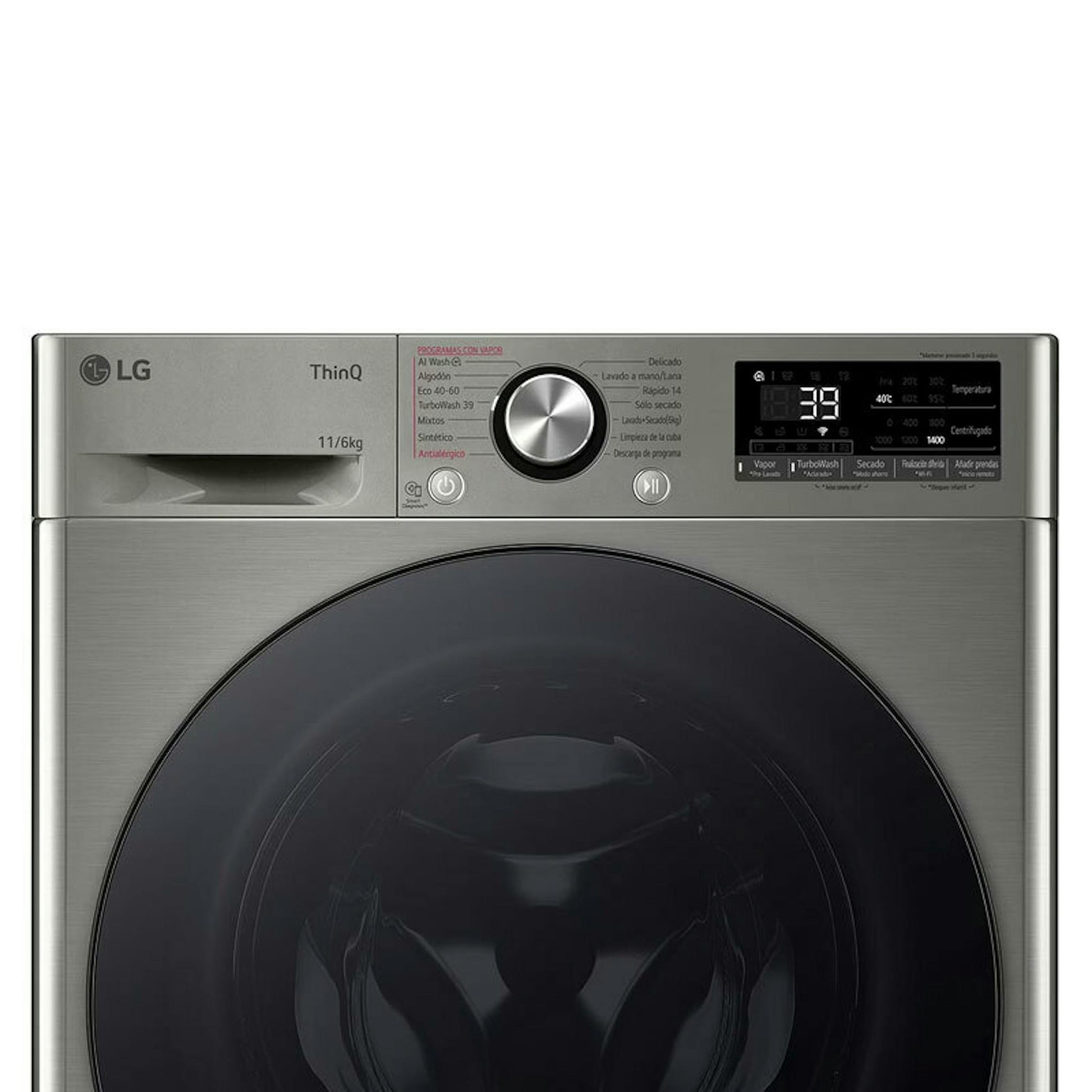 Lavasecadora LG F4DR7011AGS inox antihuellas, vista frontal