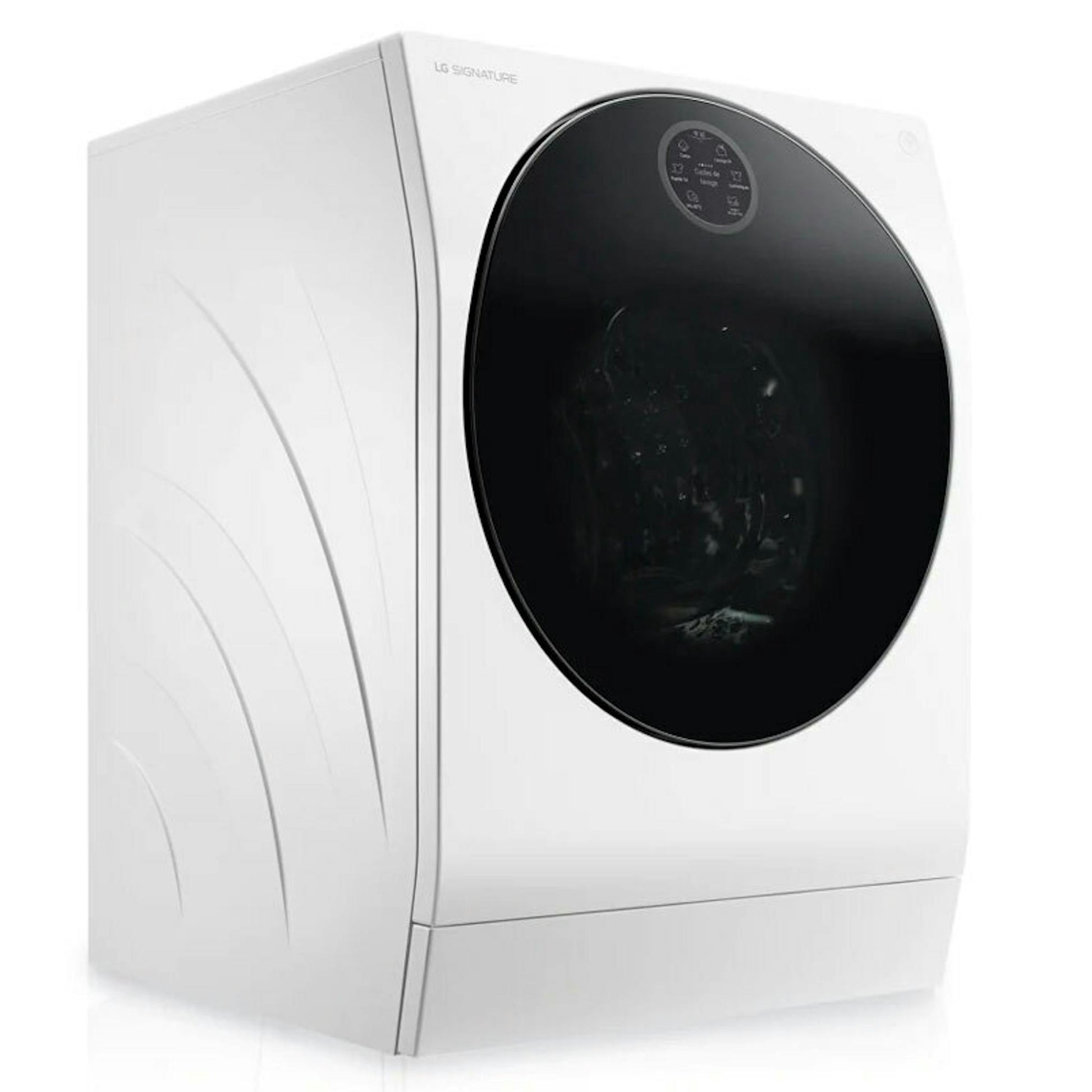 Lavasecadora LG LSWD100E blanca con puerta frontal negra