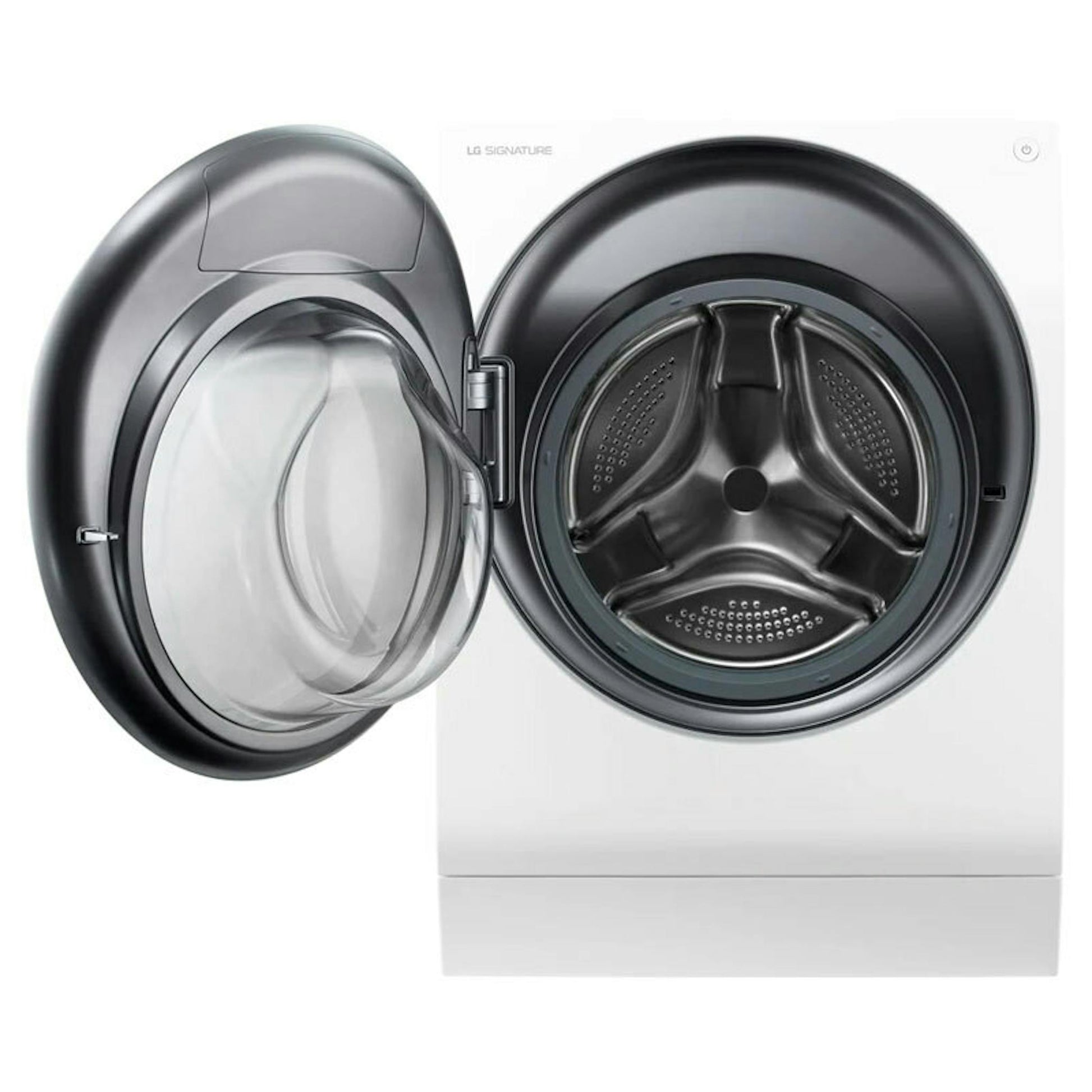 Lavasecadora LG LSWD100E blanca con puerta abierta