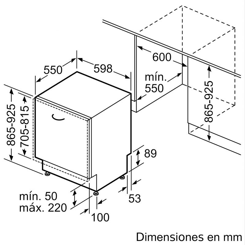 Lavavajillas integrable Bosch SBH4HVX14E – 14 servicios, 9 L/ciclo Eco, Home Connect