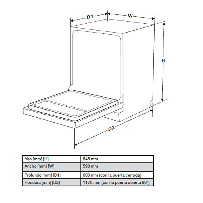 Lavavajillas independiente Fagor 3LVF620MX – 12 servicios, 11 L/ciclo, 49 dB